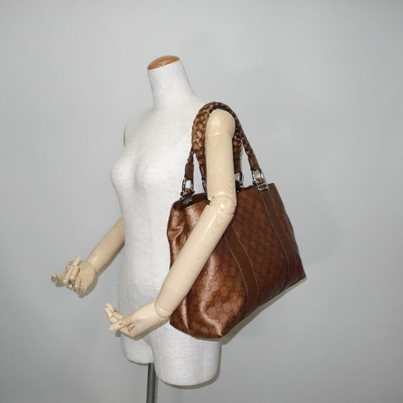 Gucci Tote Bag White Pattern Bamboo Guccissima Leather Bron White - Picture 3 of 7